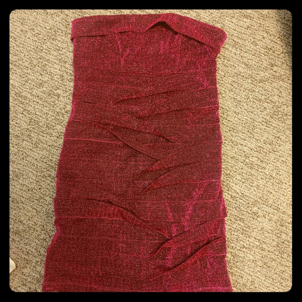 Hot pink sparkly strapless dress